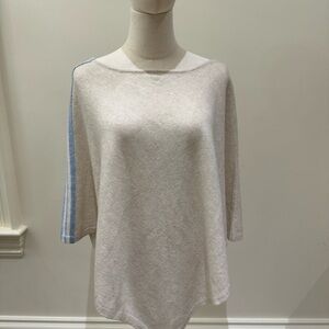 J. McLaughlin Cream Poncho with Blue Stripe